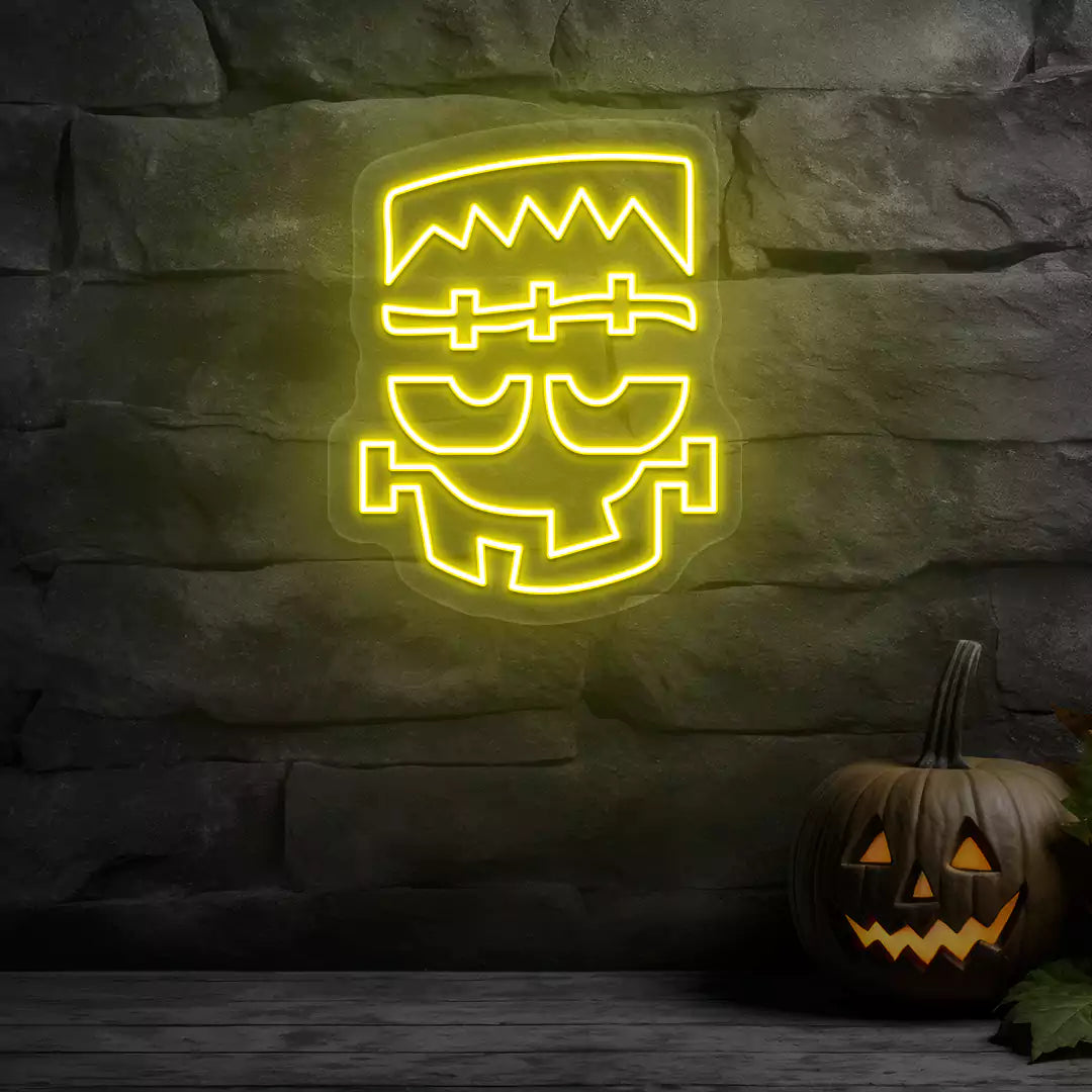 Frankenstein Face Neon Sign | Yellow
