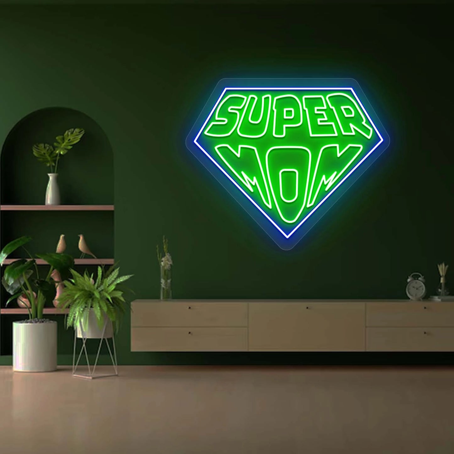 Super Mom Led Neon Sign | Green