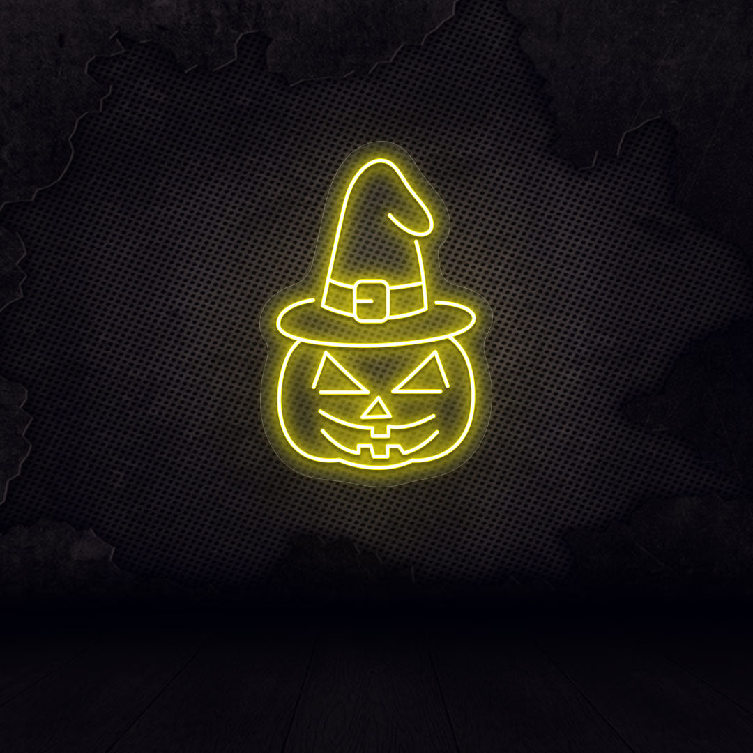 Pumpkin With Hat Neon Sign | CNUS017960
