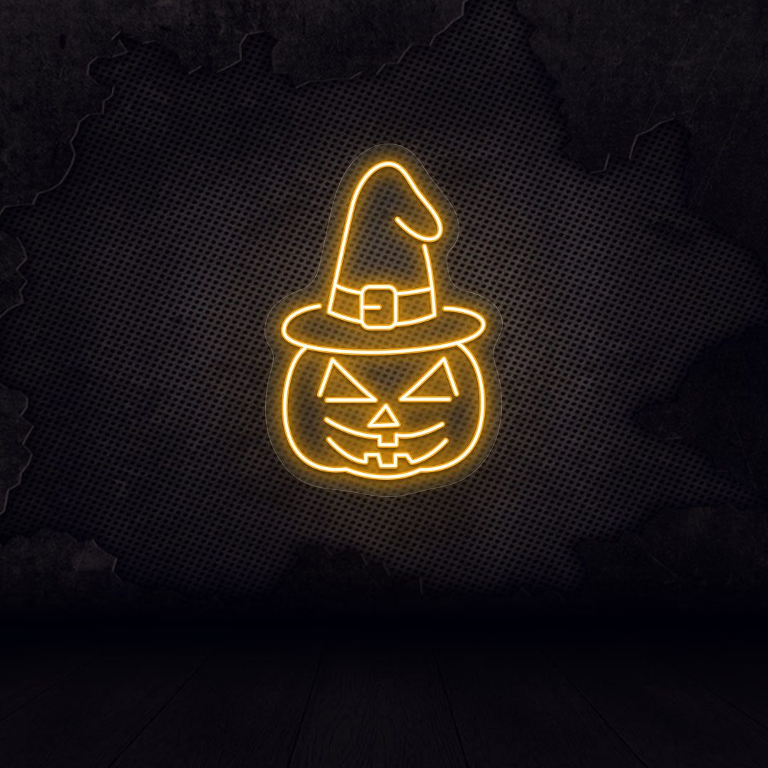 Pumpkin With Hat Neon Sign | CNUS017960
