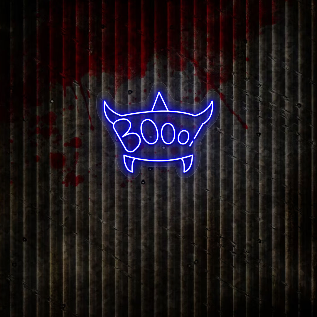 Scary Boo Text Neon Sign | Blue