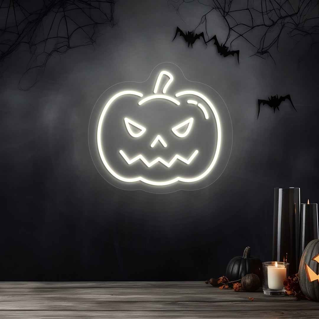 Pumpkin Neon Sign | White