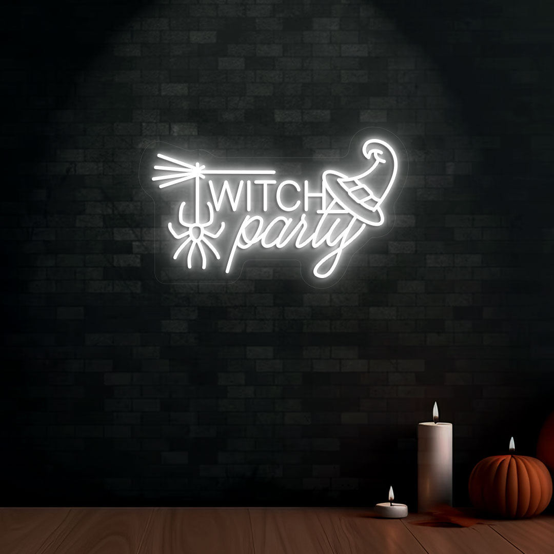 Witch Party Neon Sign | White