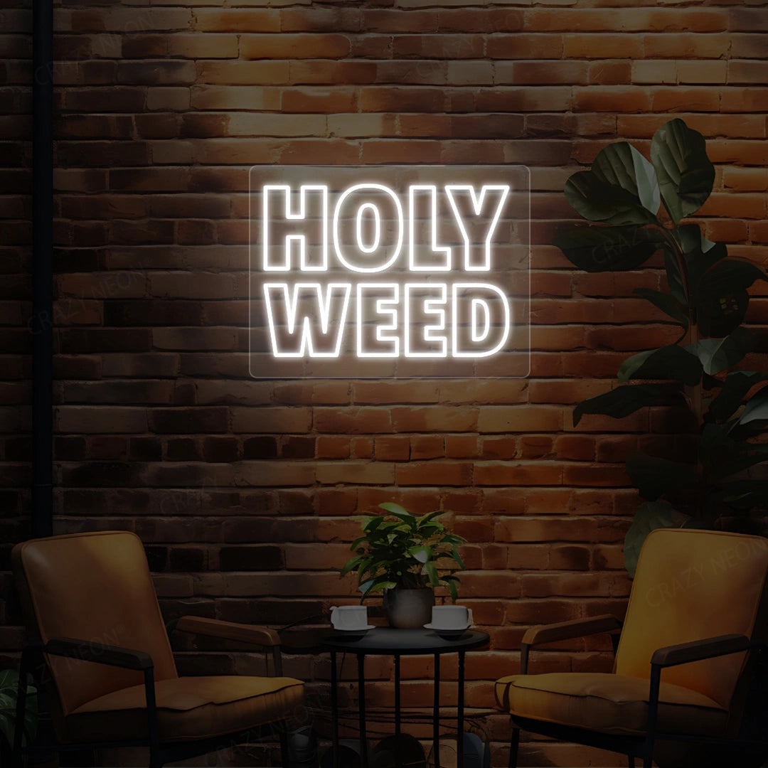 Holy Weed Neon Sign | White
