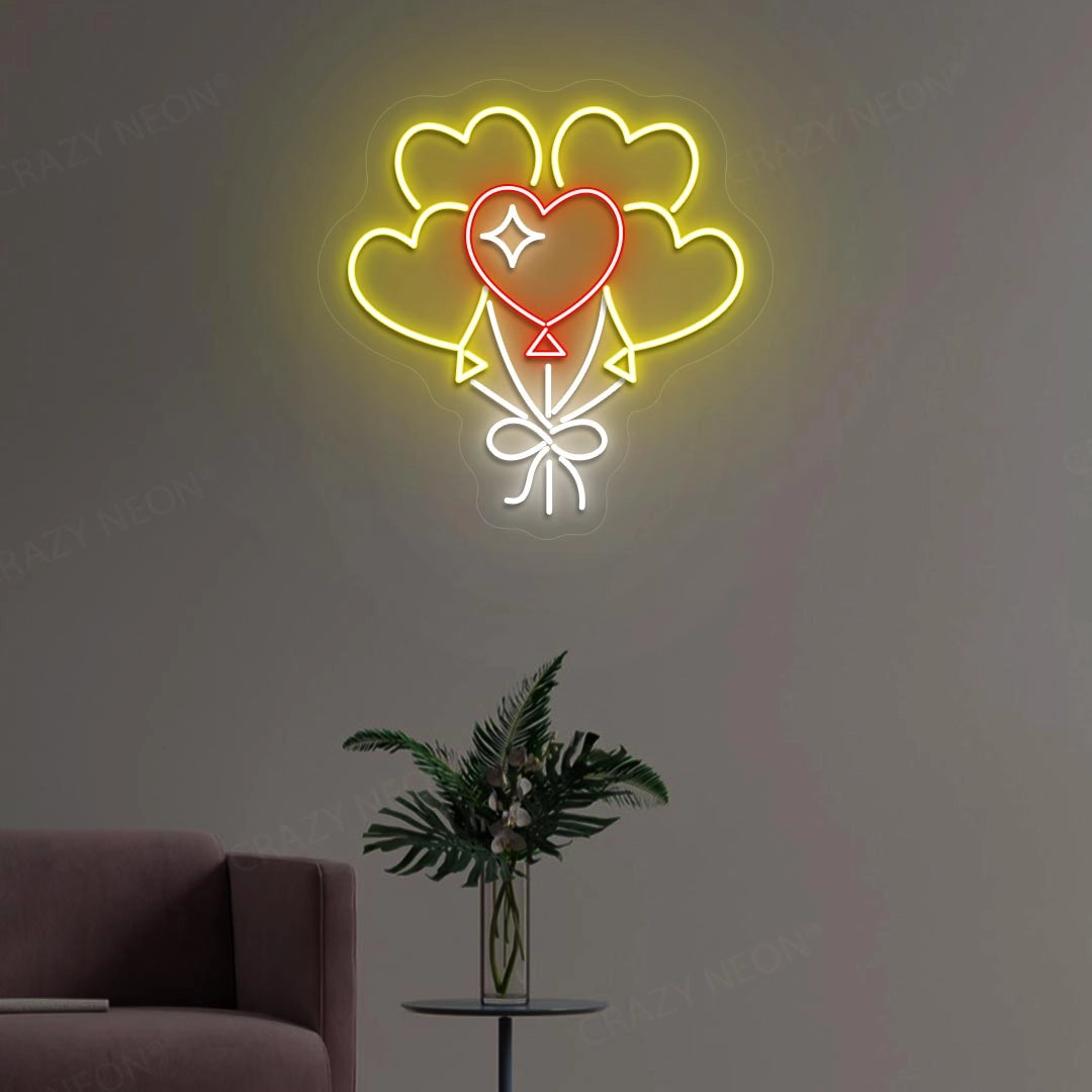 Happy valentine Day Heart Neon Sign | Yellow