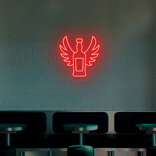 Beer Bottle With Wings - Neon Sign - CNUS000102 - Red