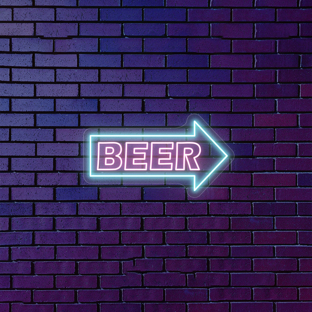 Beer Arrow Neon Sign | Multicolor | Purple