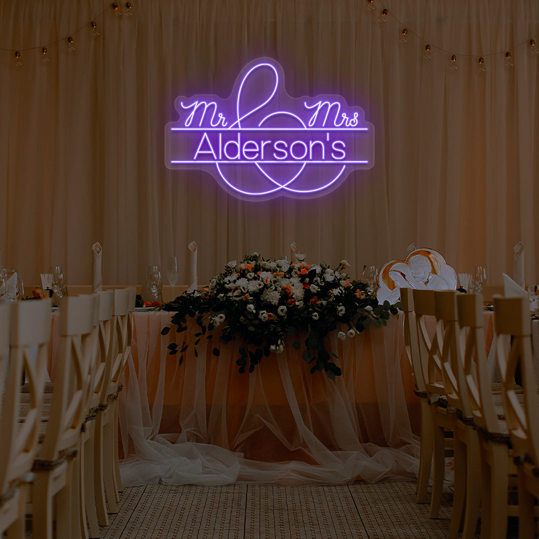 Mr & Mrs Personalized Wedding Neon Sign