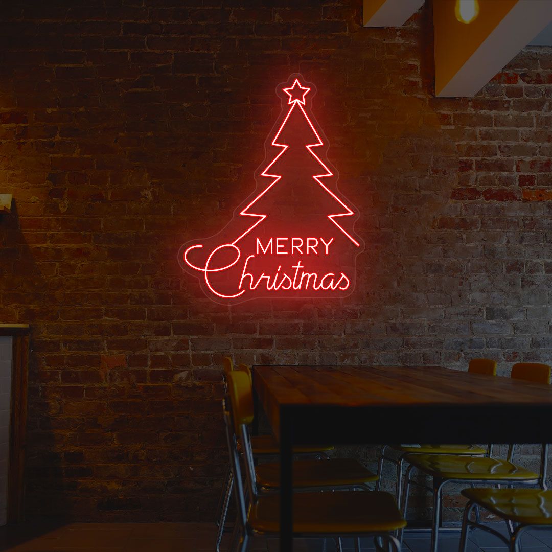Merry Christmas With Tree Neon Sign