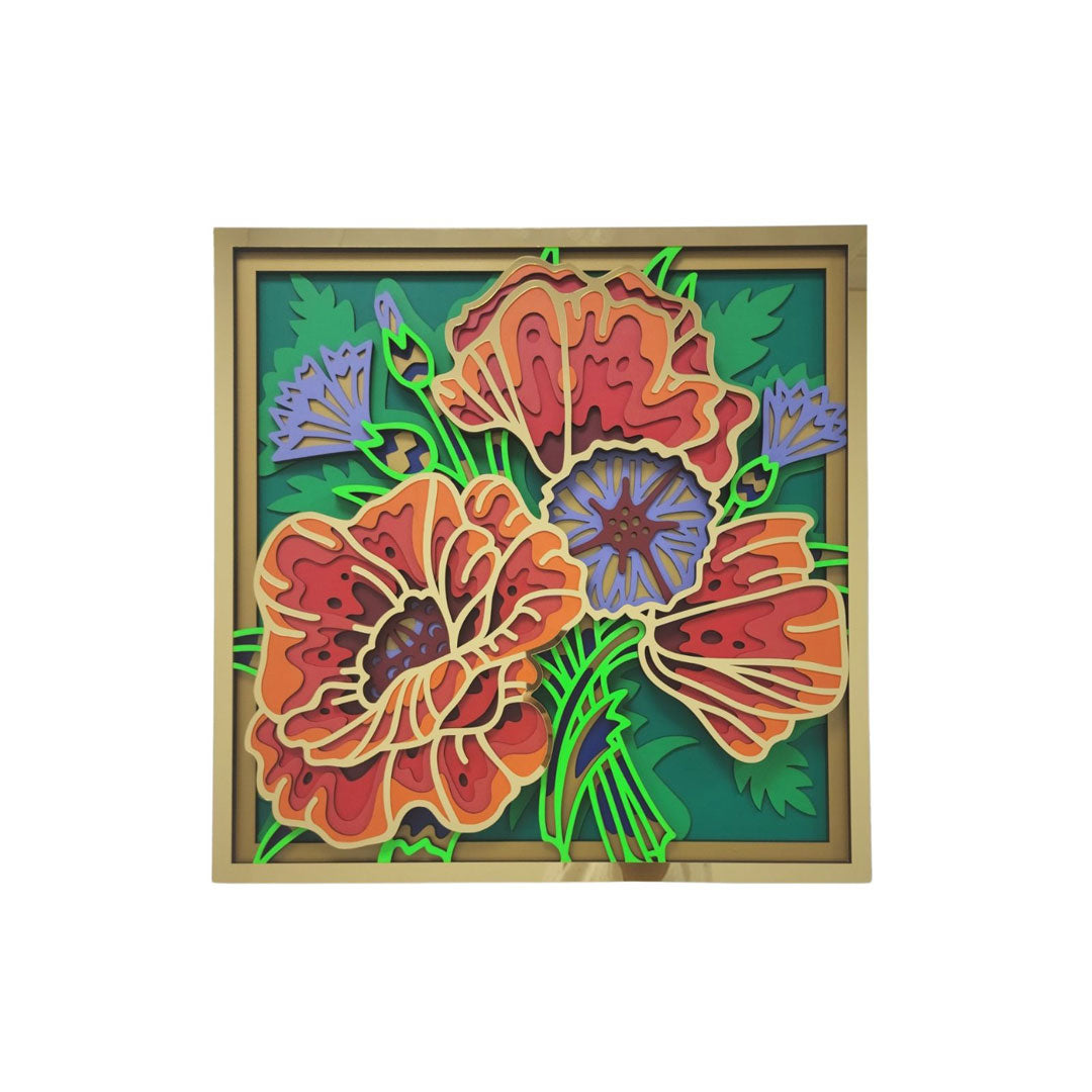 3D Cornflower And Poppies Mandala Art Wall Decor - CNUS000243