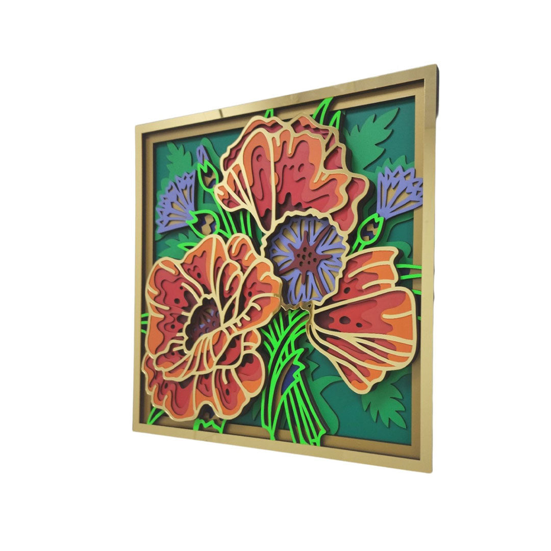 3D Cornflower And Poppies Mandala Art Wall Decor - CNUS000243