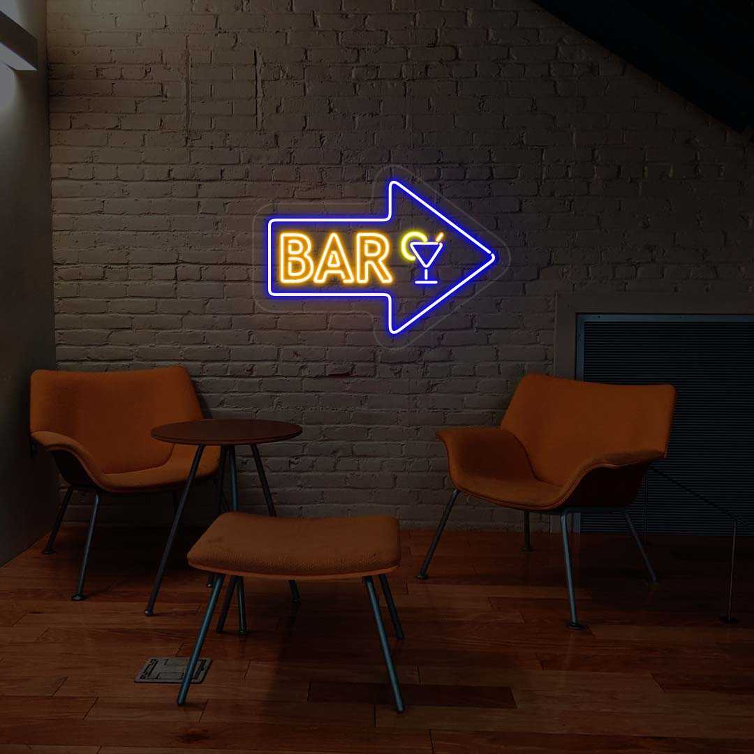 Bar Arrow Neon Sign | Blue