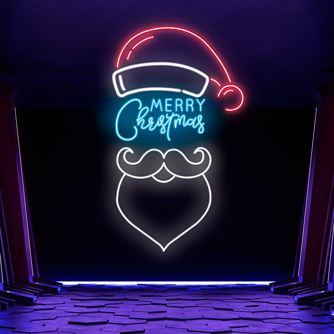 Merry Christmas Santa Neon Sign - Multicolor