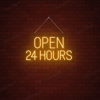 Open 24 Hours Sign | orange