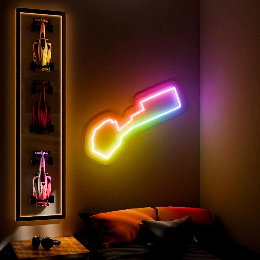 RGB Flow Baku City Grand Prix Circuit LED neon wall sign in yellow blue and red