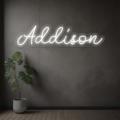 Addison Name Neon Sign  | White 