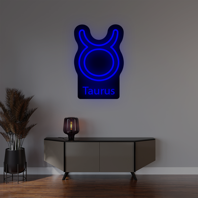 Taurus Zodiac Illuminated Sign | Blue