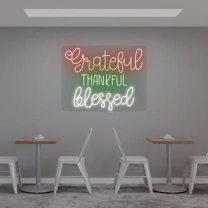 Grateful Thankful Blessed - Multicolor Neon Sign | CNUS021304