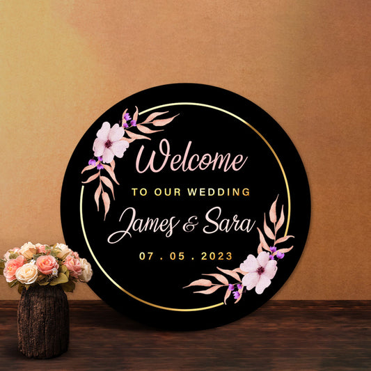 Personalized Wedding Welcome Sign | Black Acrylic
