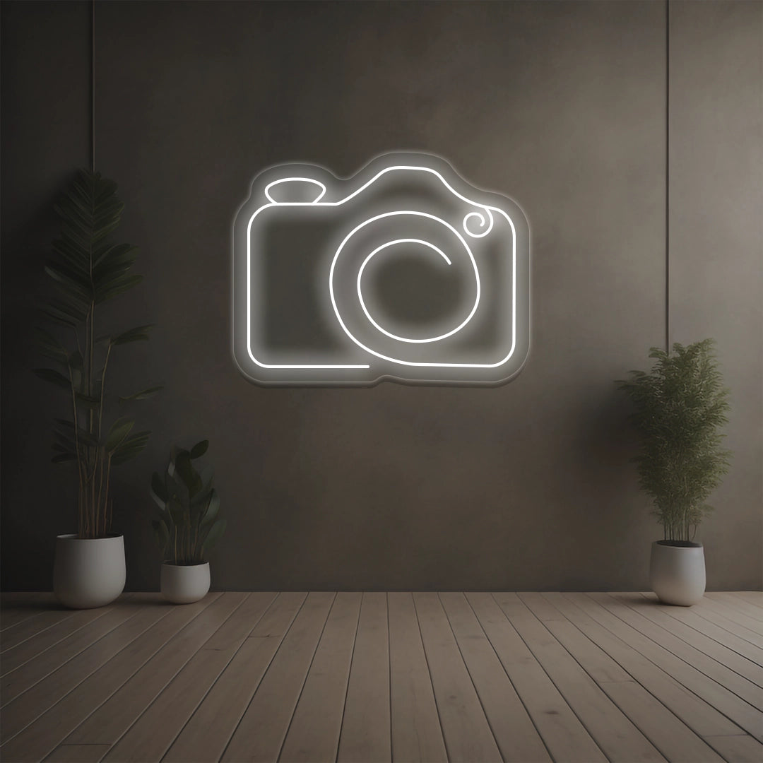 Simple Camera Neon Sign | Warmwhite