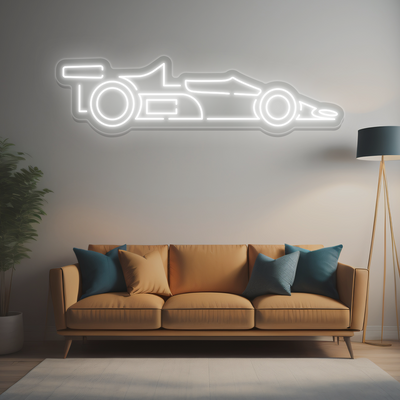 Race Car Neon Sign | White