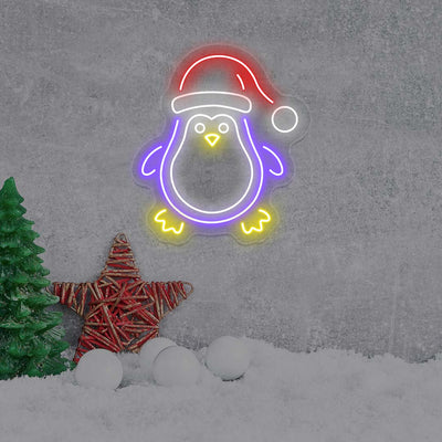Christmas Penguin Neon Sign | Purple
