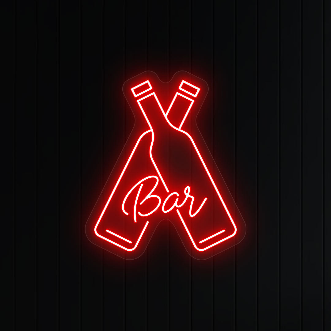 Beer Bottles With Bar Neon Sign