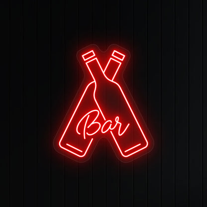 Beer Bottles With Bar Neon Sign