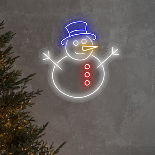 Snowman With Hat Multicolor Neon Sign | CNUS024193