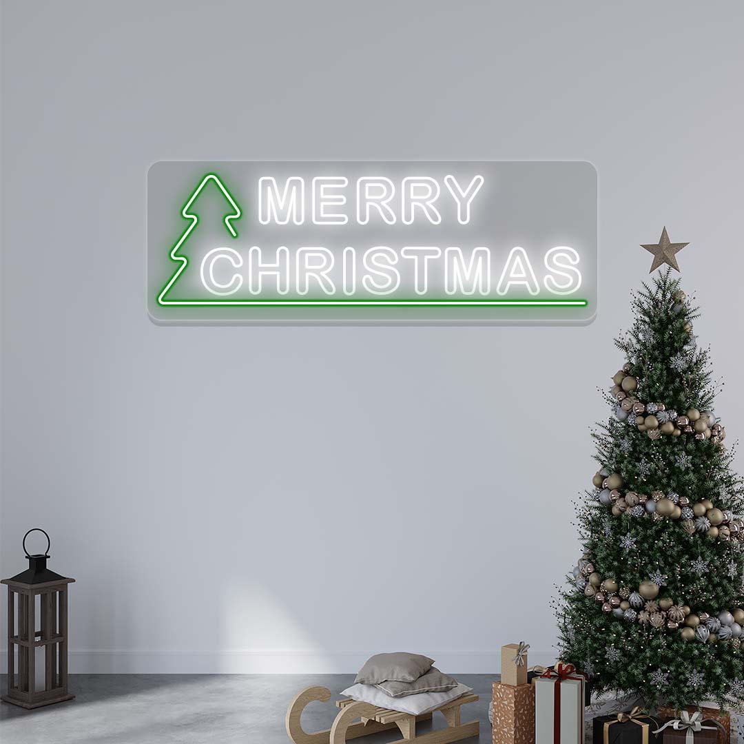 Merry Christmas With Christmas Tree Neon Sign | CNUS024737 | White
