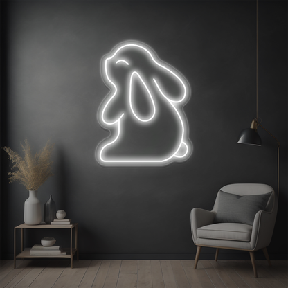 Cute Bunny Neon Sign | White