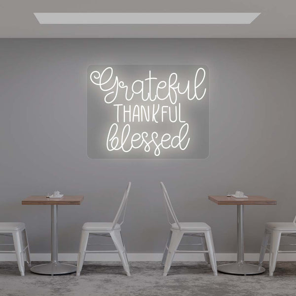 Grateful Thankful Blessed Neon Sign