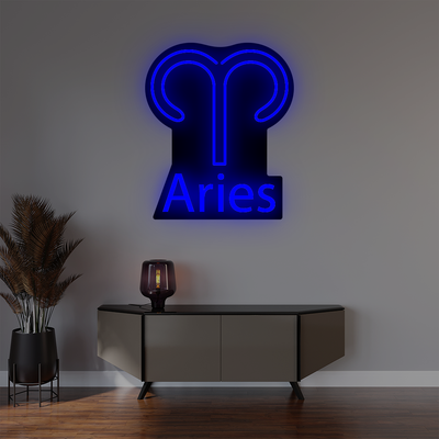 Aries Zodiac Illuminated Sign | Blue