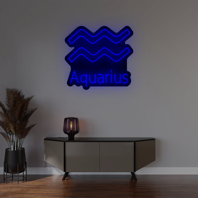Aquarius Zodiac Illuminated Sign | Blue