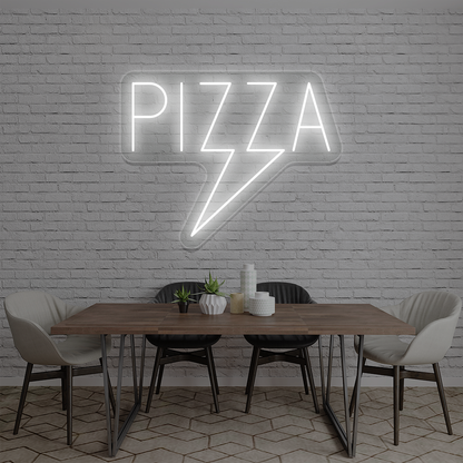 Pizza Bolt Neon Sign | White