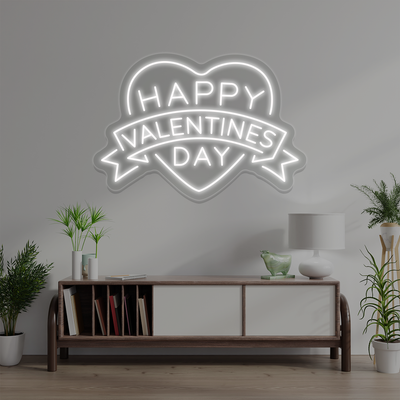Happy Valentines Day Neon Sign | White
