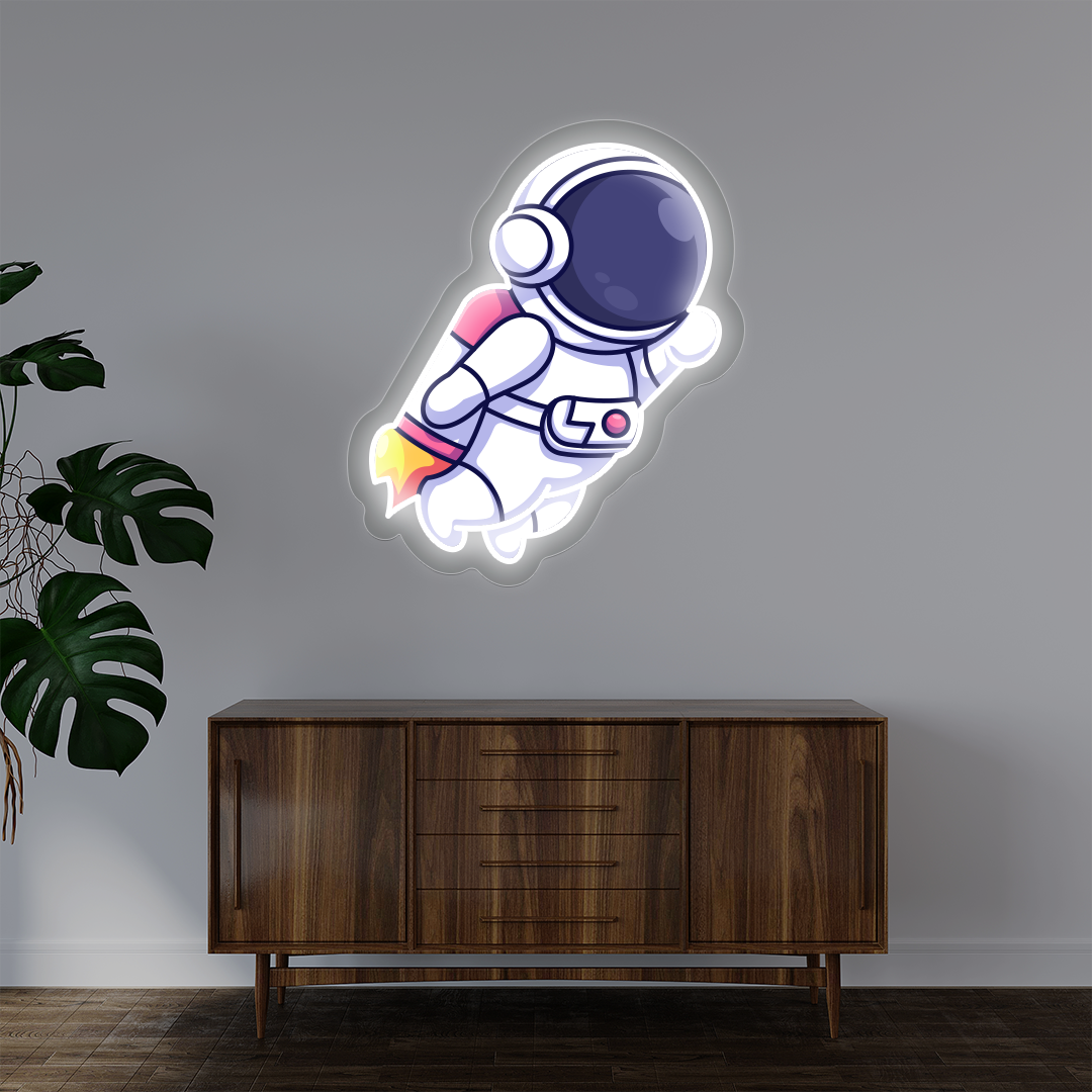 Astronaut With Jetpack Neon Artwork