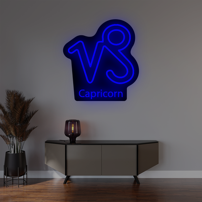 Capricorn Zodiac Illuminated Sign | Blue