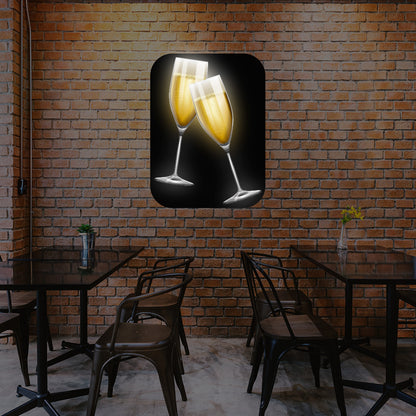 Champagne Glasses Illuminated Sign