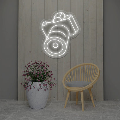 Camera Neon Sign | White