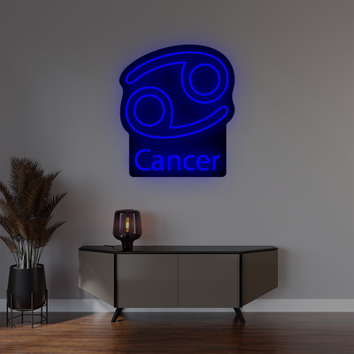 Cancer Zodiac Illuminated Sign | Blue