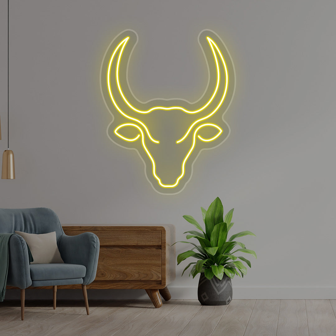 Bull Head Neon Sign | CNUS016400 | Yellow