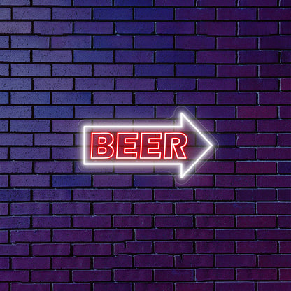 Beer Arrow Neon Sign - Multicolor