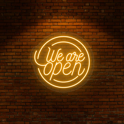 We Are Open Round Neon Sign