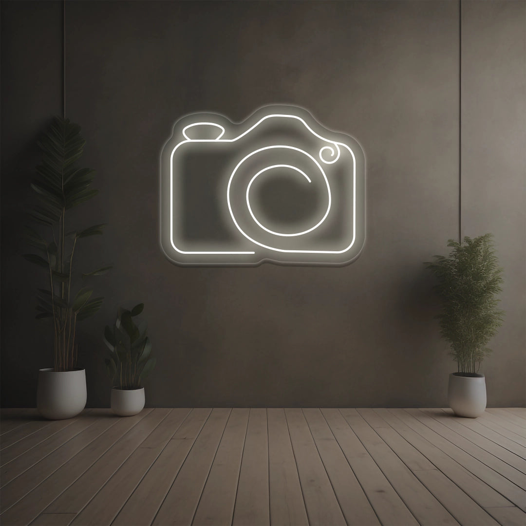 Simple Camera Neon Sign | White