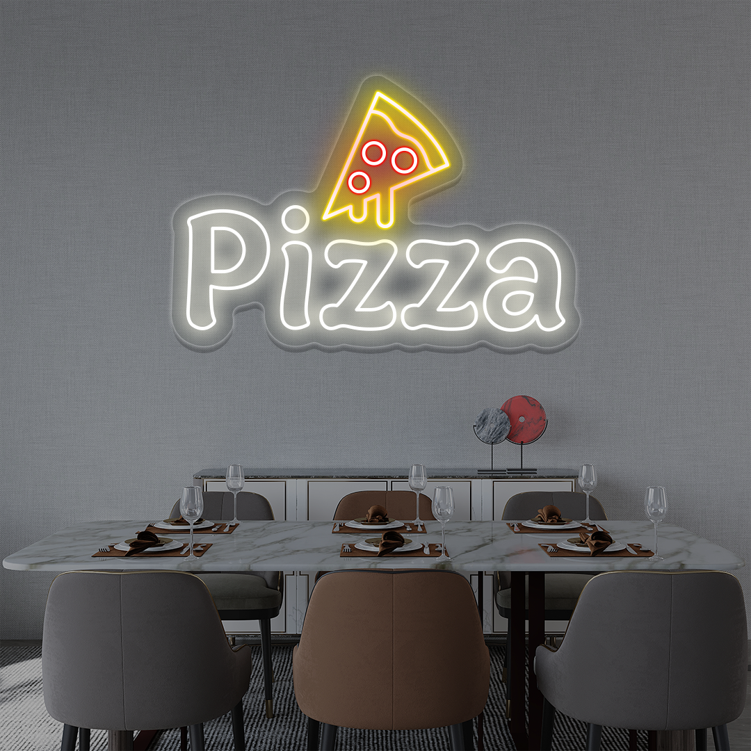 Pizza with Slice Neon Sign