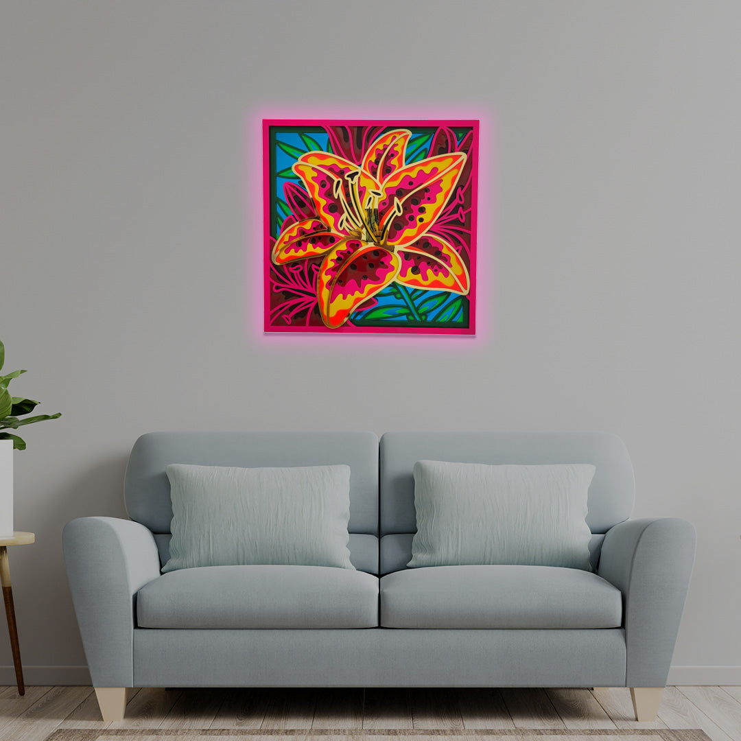 3D Tiger Lily Flower Mandala Art Wall Decor