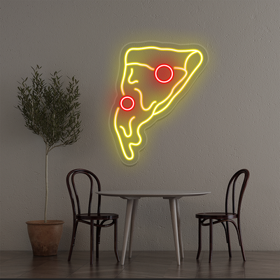 Pizza Slice Neon Sign | Yellow