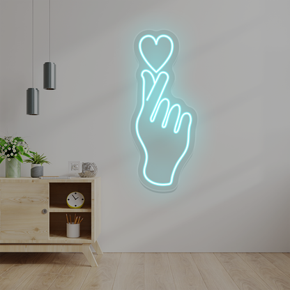 Heart On Fingers Love Neon Sign