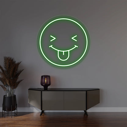 Squinting Face with Tongue Emoji Neon Sign